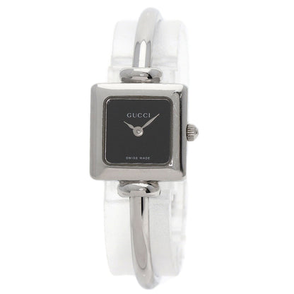 Gucci Watches Quartz 1900L Stainless Steel , Stainless Steel Silver Square Face Black Dial Women