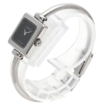 Gucci Watches Quartz 1900L Stainless Steel , Stainless Steel Silver Square Face Black Dial Women
