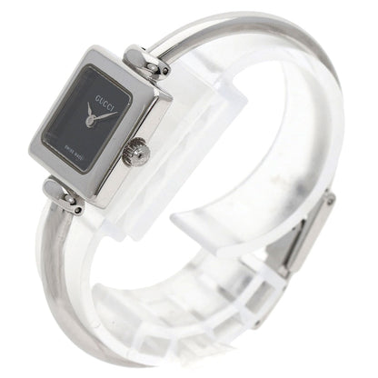 Gucci Watches Quartz 1900L Stainless Steel , Stainless Steel Silver Square Face Black Dial Women