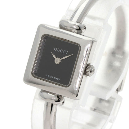 Gucci Watches Quartz 1900L Stainless Steel , Stainless Steel Silver Square Face Black Dial Women