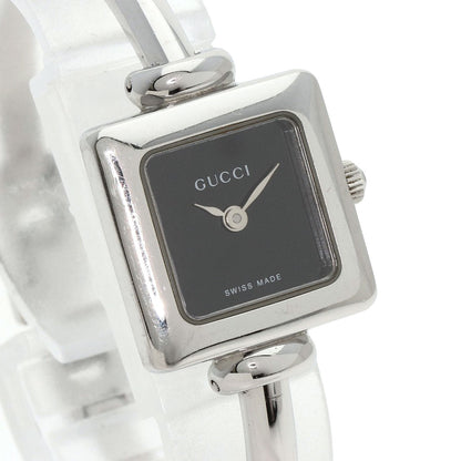 Gucci Watches Quartz 1900L Stainless Steel , Stainless Steel Silver Square Face Black Dial Women
