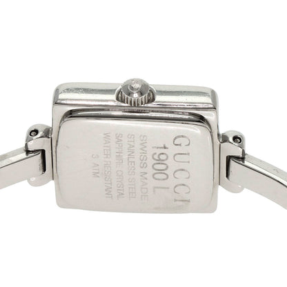 Gucci Watches Quartz 1900L Stainless Steel , Stainless Steel Silver Square Face Black Dial Women