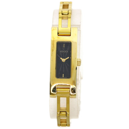 Gucci Watches Quartz 3900L Gold Plated , Gold Plated Gold Square Face Black Dial Women