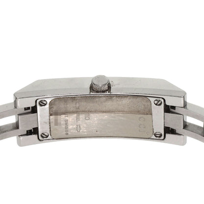 Gucci Watches Quartz 110 Stainless Steel , Stainless Steel Silver Square Face 3P Diamond Black Dial