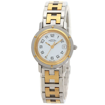 Hermes Watches Quartz Cl4.220 Stainless Steel , Ssxgp Gold Clipper White Dial Women