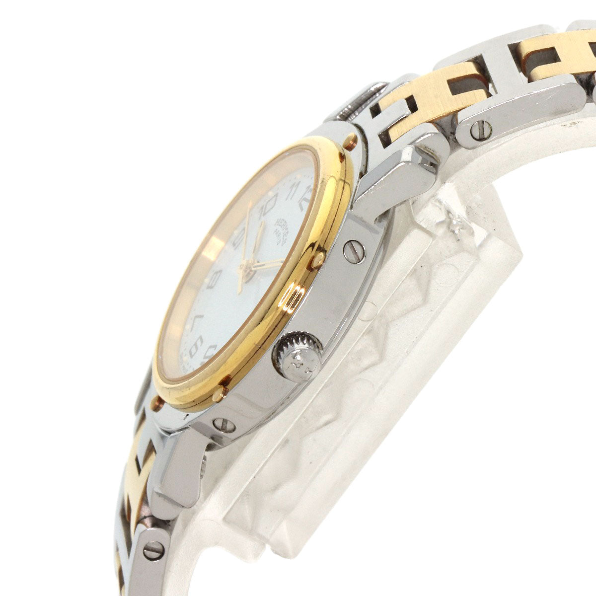 Hermes Watches Quartz Cl4.220 Stainless Steel , Ssxgp Gold Clipper White Dial Women