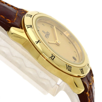 Fendi Watches Quartz 860L Gold Plated, Leather Gold Round Face Gold Dial Women