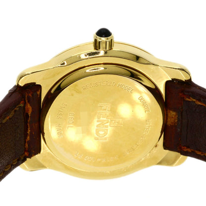 Fendi Watches Quartz 860L Gold Plated, Leather Gold Round Face Gold Dial Women