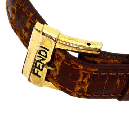 Fendi Watches Quartz 860L Gold Plated, Leather Gold Round Face Gold Dial Women