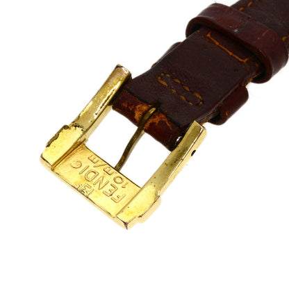 Fendi Watches Quartz 860L Gold Plated, Leather Gold Round Face Gold Dial Women