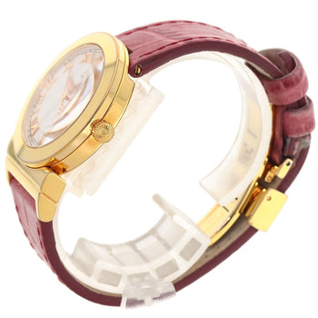 Salvatore Ferragamo Watches Quartz F72 Gold Plated, Leather Gold Round Face White Dial Women