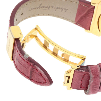 Salvatore Ferragamo Watches Quartz F72 Gold Plated, Leather Gold Round Face White Dial Women