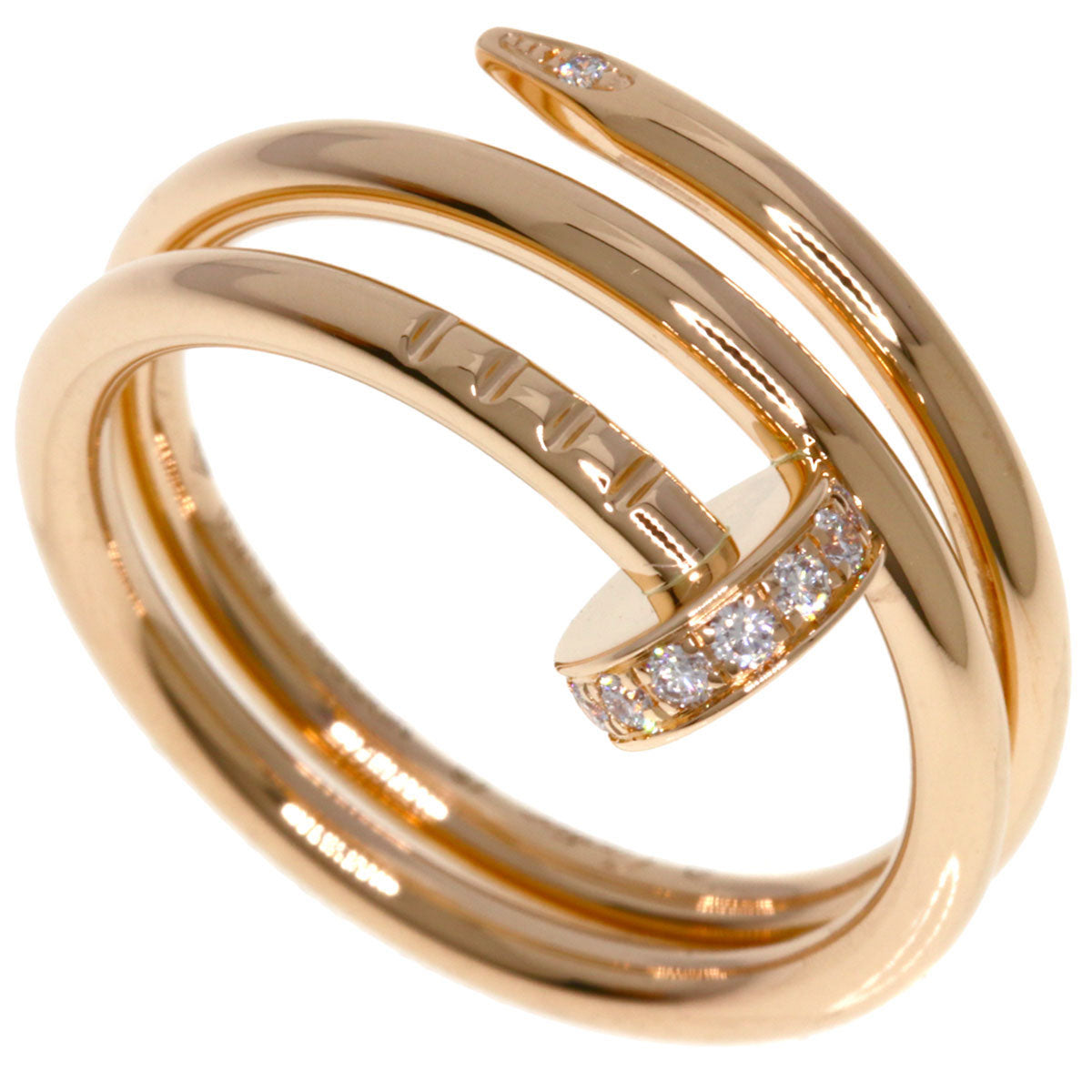 Cartier Ring 18K Pink Gold Gold Juste Uncre Double Diamond #48