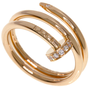 Cartier Ring 18K Pink Gold Gold Juste Uncre Double Diamond #48