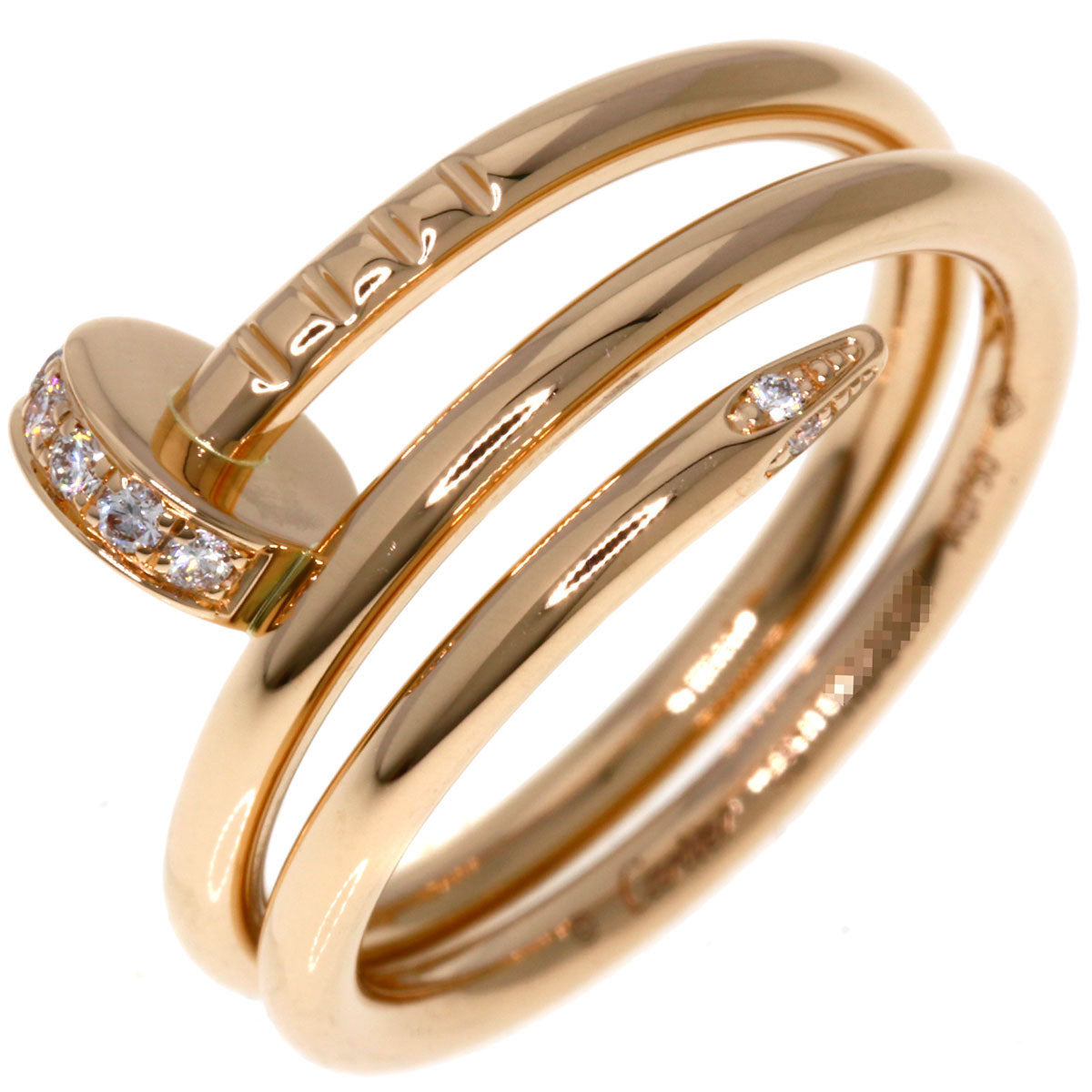 Cartier Ring 18K Pink Gold Gold Juste Uncre Double Diamond #48