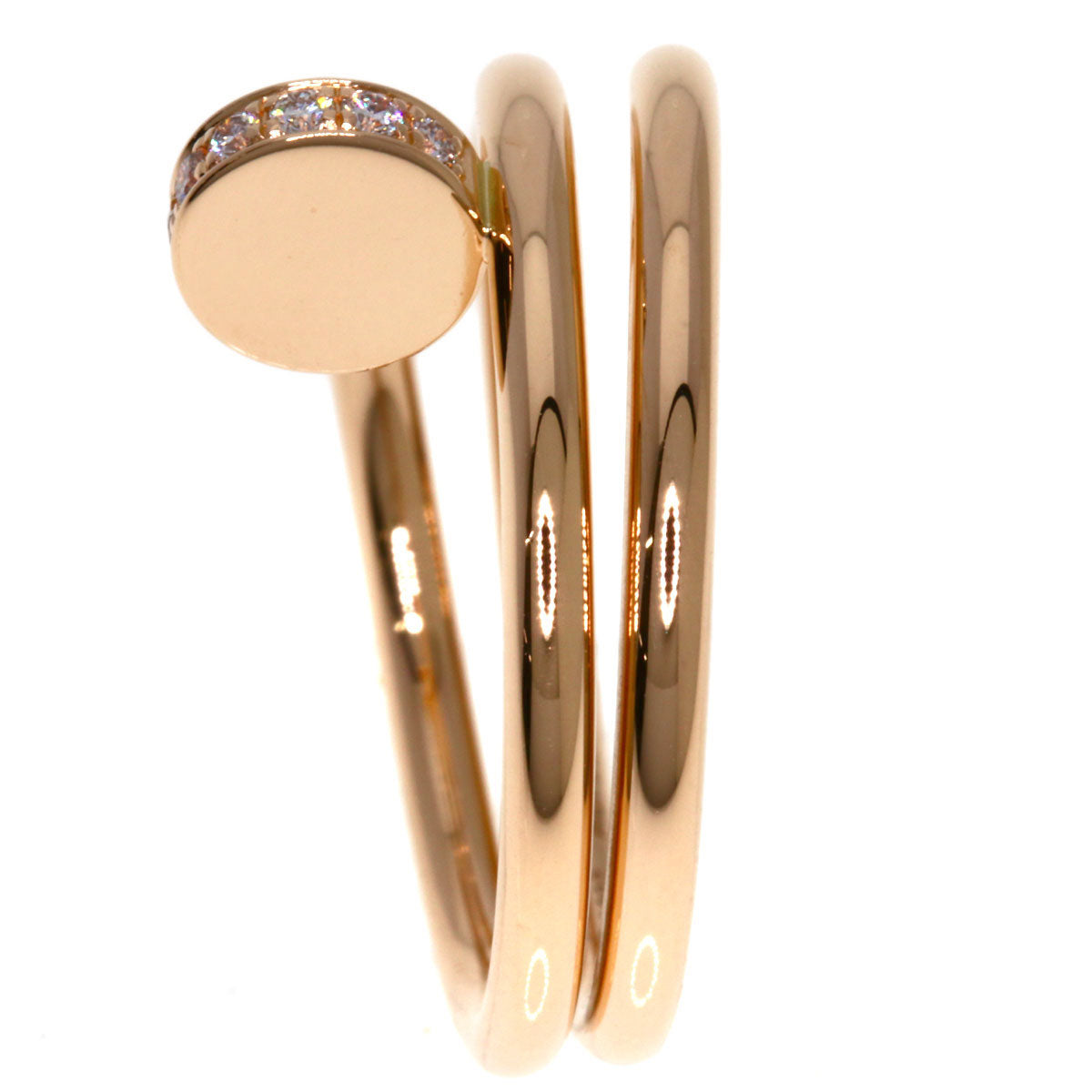 Cartier Ring 18K Pink Gold Gold Juste Uncre Double Diamond #48