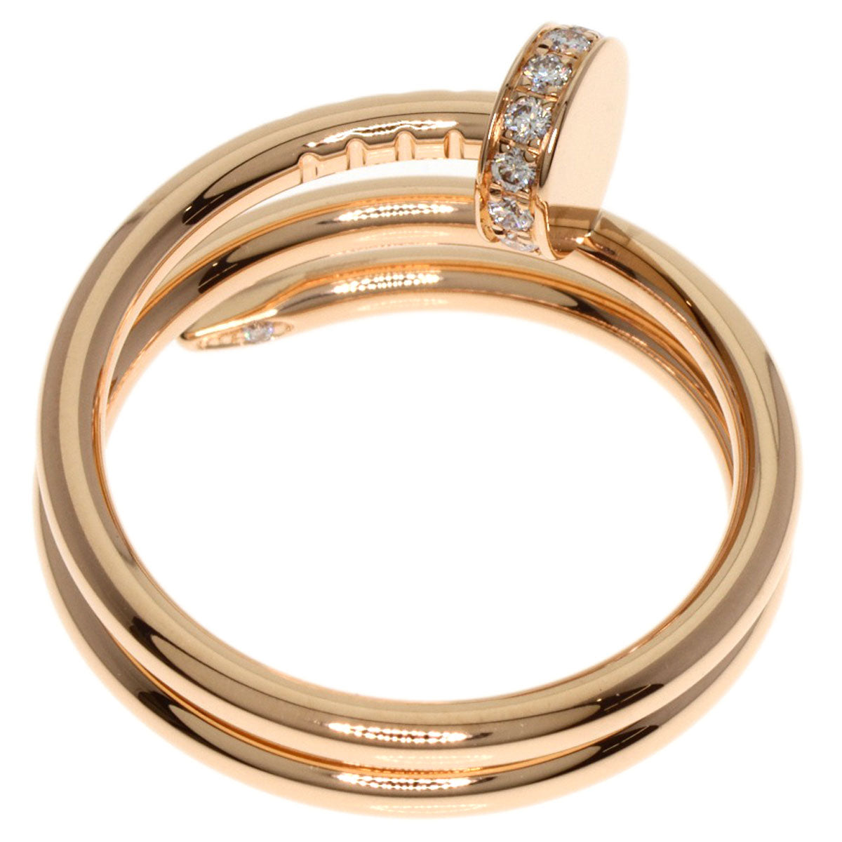 Cartier Ring 18K Pink Gold Gold Juste Uncre Double Diamond #48
