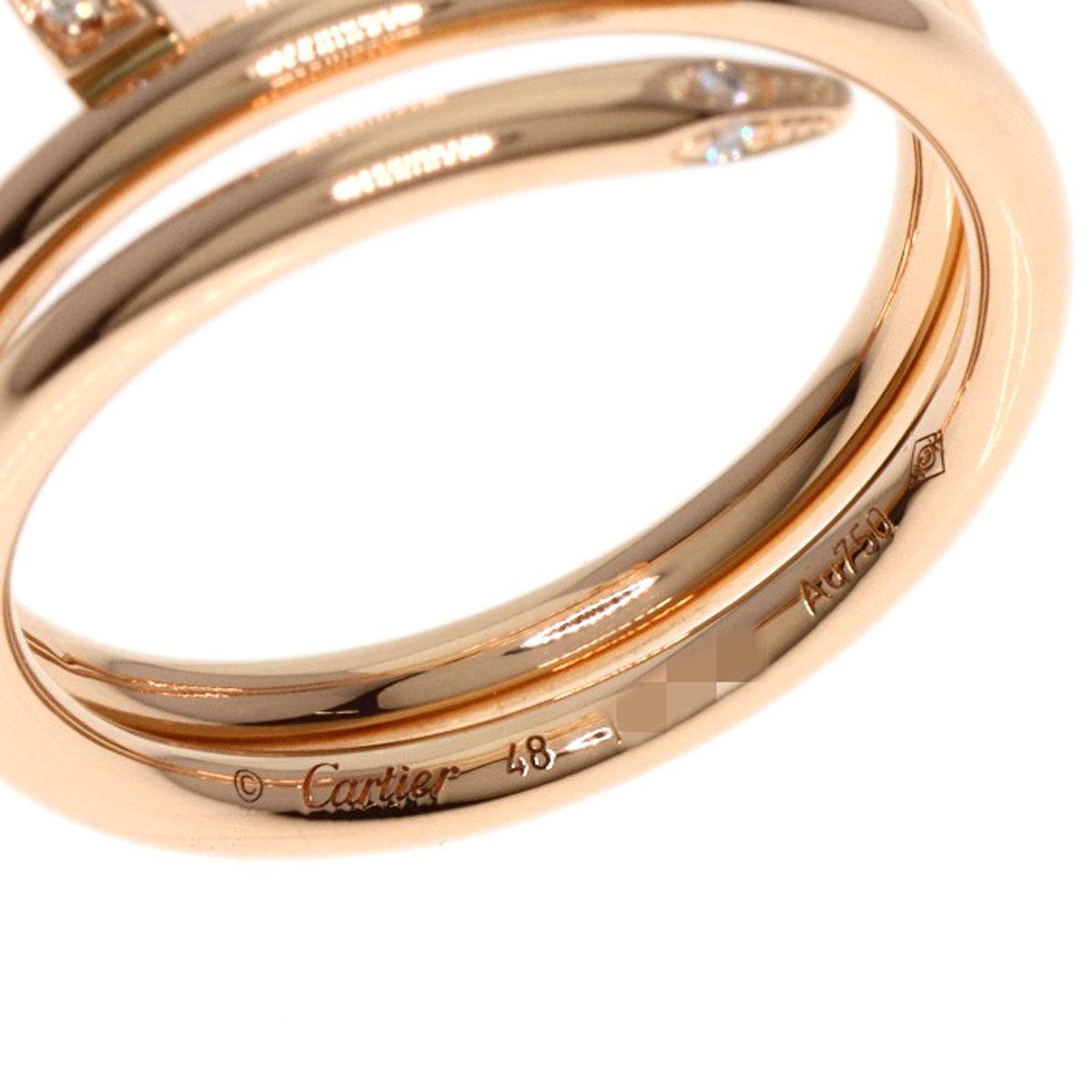 Cartier Ring 18K Pink Gold Gold Juste Uncre Double Diamond #48