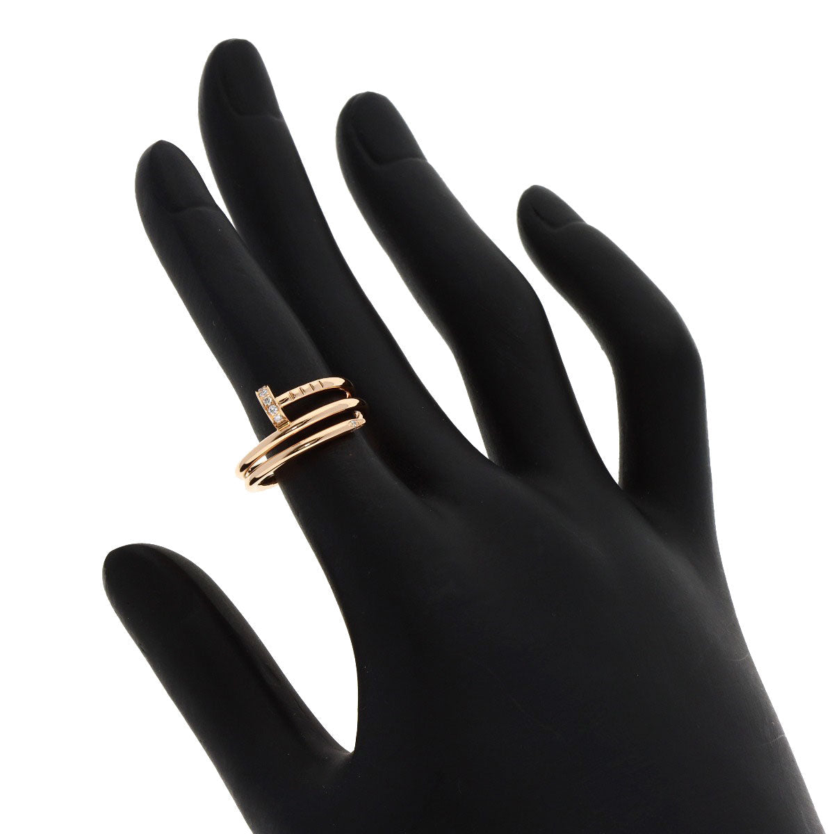 Cartier Ring 18K Pink Gold Gold Juste Uncre Double Diamond #48