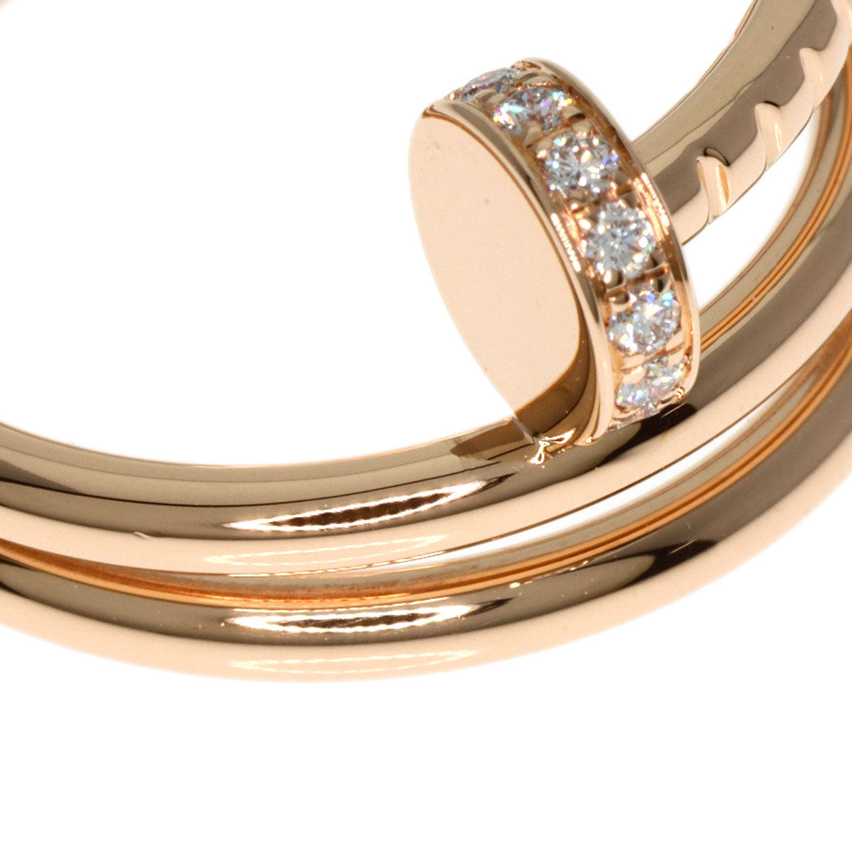 Cartier Ring 18K Pink Gold Gold Juste Uncre Double Diamond #48
