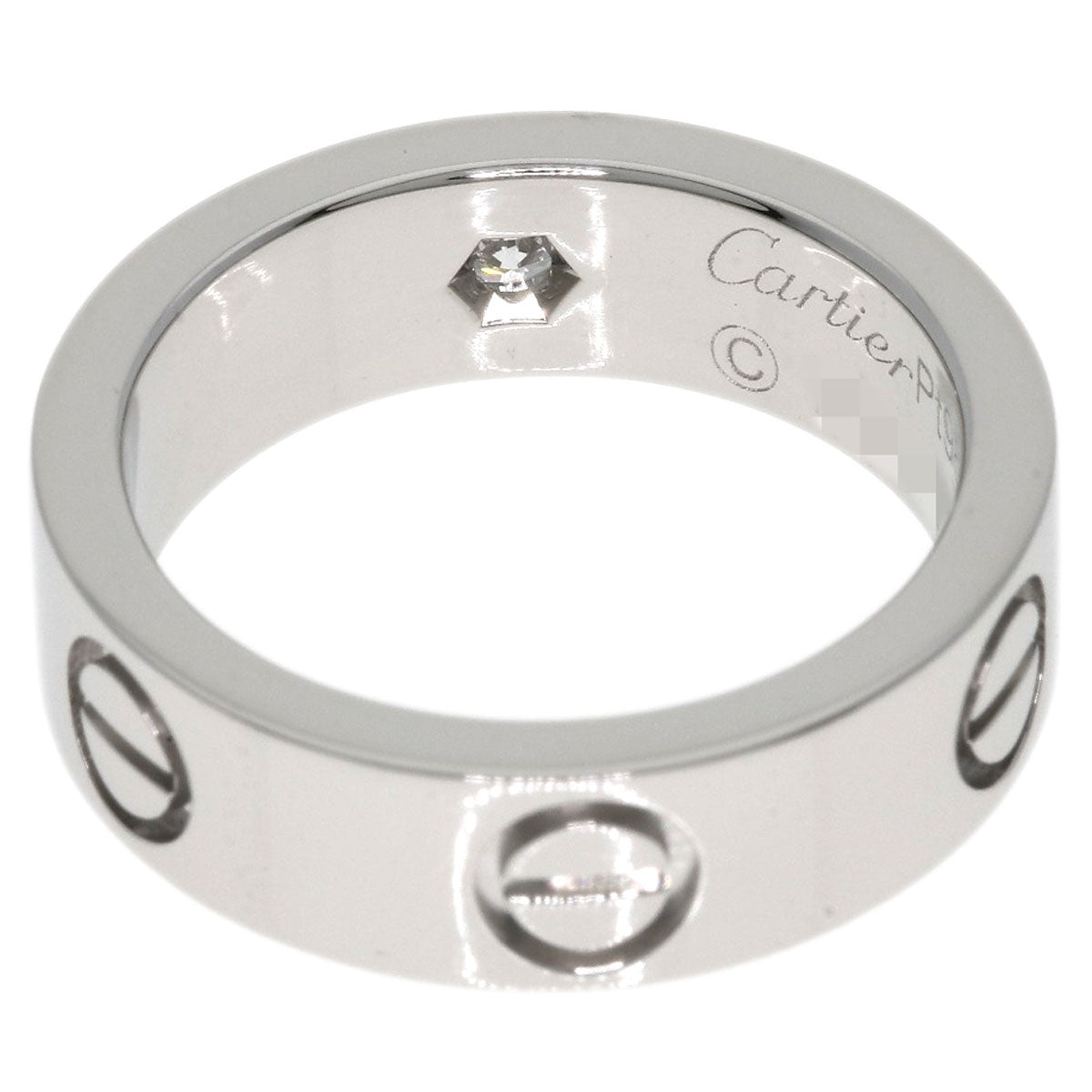 Cartier Ring Pt950 Silver Love Ring 1P Diamond #49 Women
