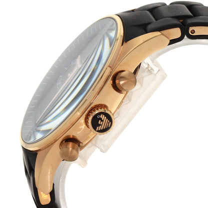 Emporio Armani Watches Quartz Ar-5905 Pgp, Rubber Gold Round Face Black Dial Mens