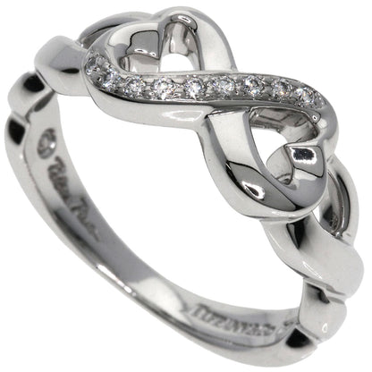 Tiffany&Co. Ring K18Wg Silver Double Rubbing Heart Diamond