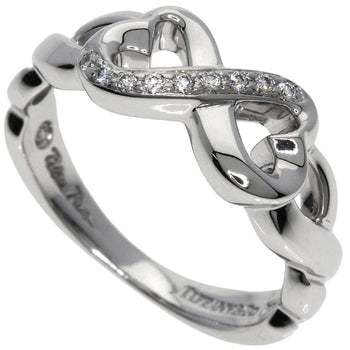 Tiffany&Co. Ring K18Wg Silver Double Rubbing Heart Diamond