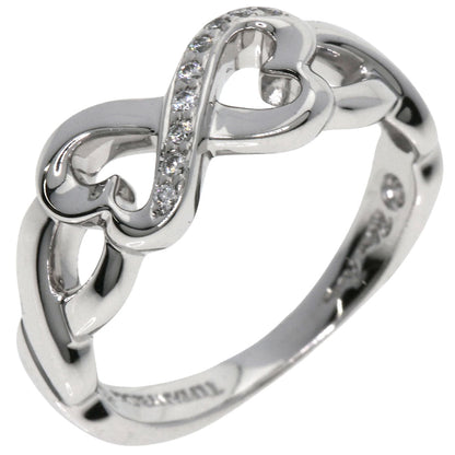 Tiffany&Co. Ring K18Wg Silver Double Rubbing Heart Diamond