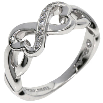 Tiffany&Co. Ring K18Wg Silver Double Rubbing Heart Diamond