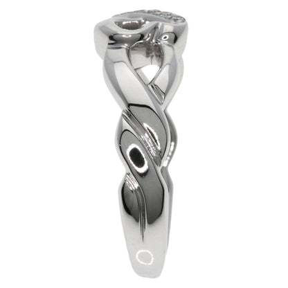 Tiffany&Co. Ring K18Wg Silver Double Rubbing Heart Diamond