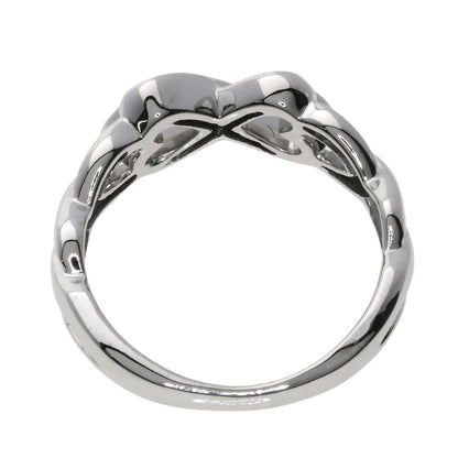 Tiffany&Co. Ring K18Wg Silver Double Rubbing Heart Diamond