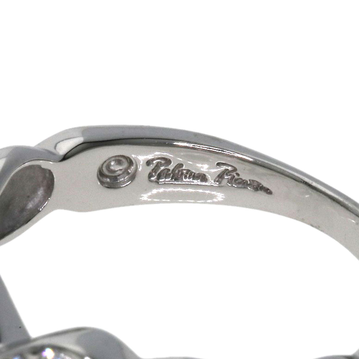 Tiffany&Co. Ring K18Wg Silver Double Rubbing Heart Diamond