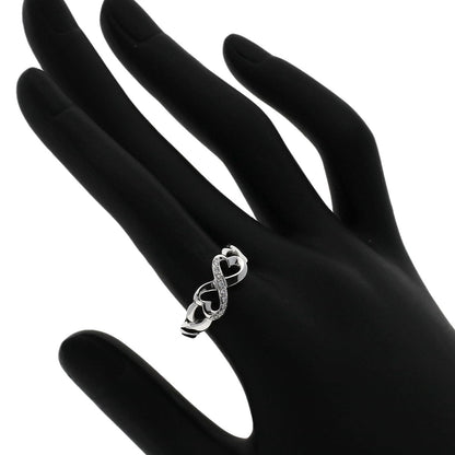 Tiffany&Co. Ring K18Wg Silver Double Rubbing Heart Diamond