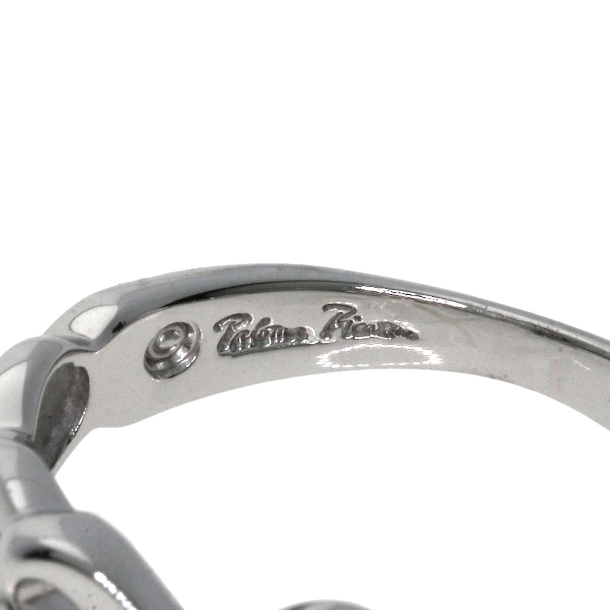 Tiffany&Co. Ring K18Wg Silver Double Rubbing Heart Diamond