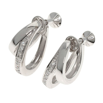 Mikimoto Earring K18Wg Silver Double Hoop Diamond Women