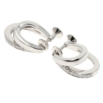 Mikimoto Earring K18Wg Silver Double Hoop Diamond Women