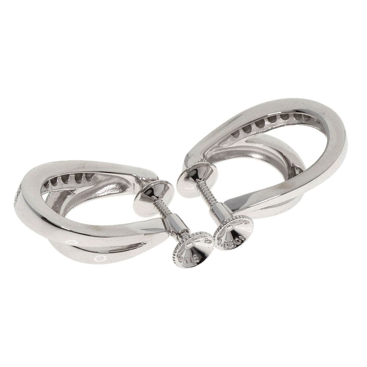 Mikimoto Earring K18Wg Silver Double Hoop Diamond Women