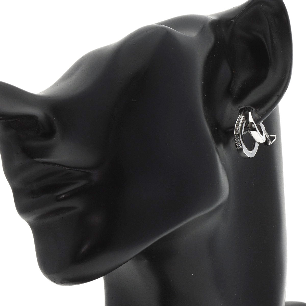Mikimoto Earring K18Wg Silver Double Hoop Diamond Women