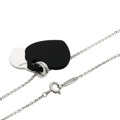 Tiffany&Co. Necklace Sv Silver Return To Double Heart Onyx