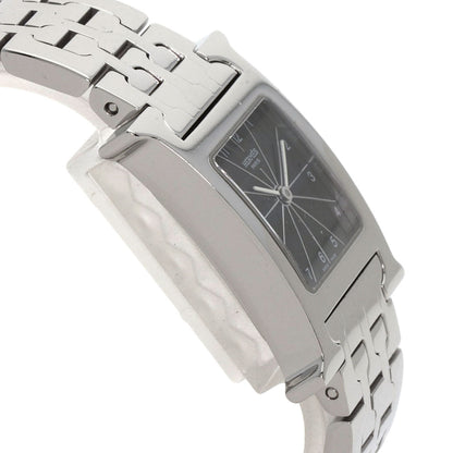 Hermes Watches Quartz Hh1.210 Stainless Steel , Stainless Steel Silver H Watch Black Dial Women
