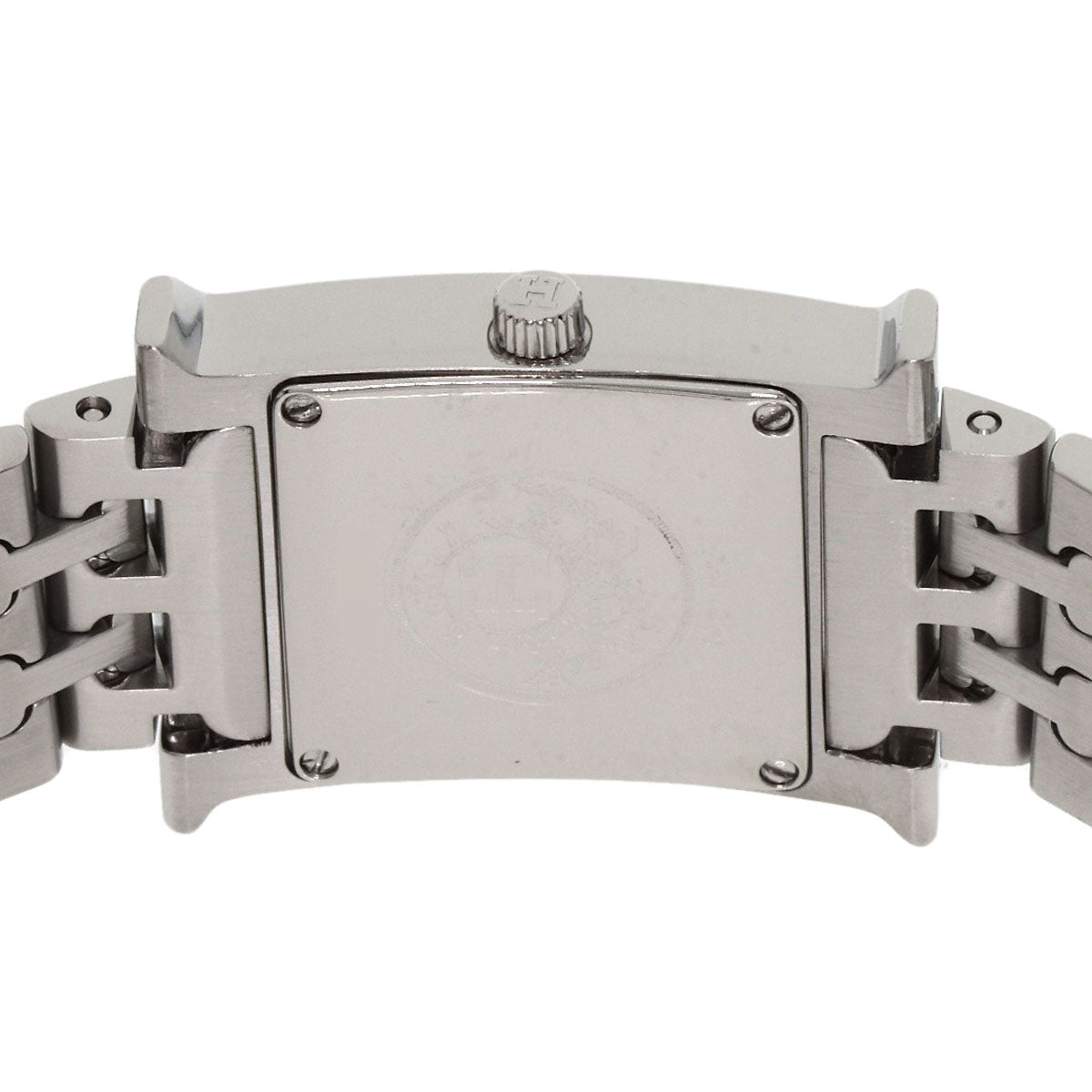 Hermes Watches Quartz Hh1.210 Stainless Steel , Stainless Steel Silver H Watch Black Dial Women