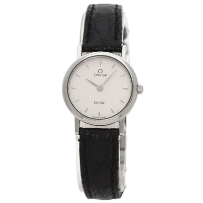 Omega Watches Quartz Stainless Steel, Leather Silver De Ville Silver Dial Women
