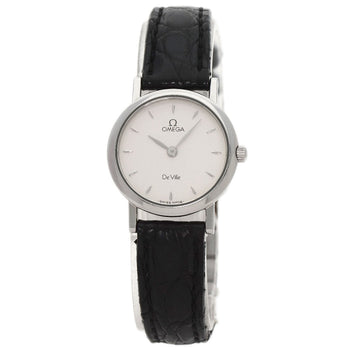 Omega Watches Quartz Stainless Steel, Leather Silver De Ville Silver Dial Women