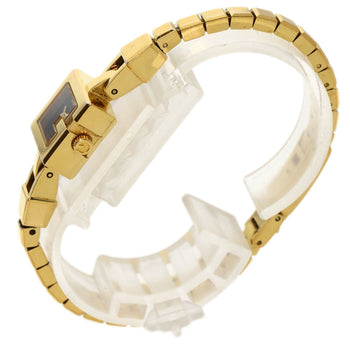 Gucci Watches Quartz 102 Gold Plated , Gold Plated Gold G Mini Black Dial Women