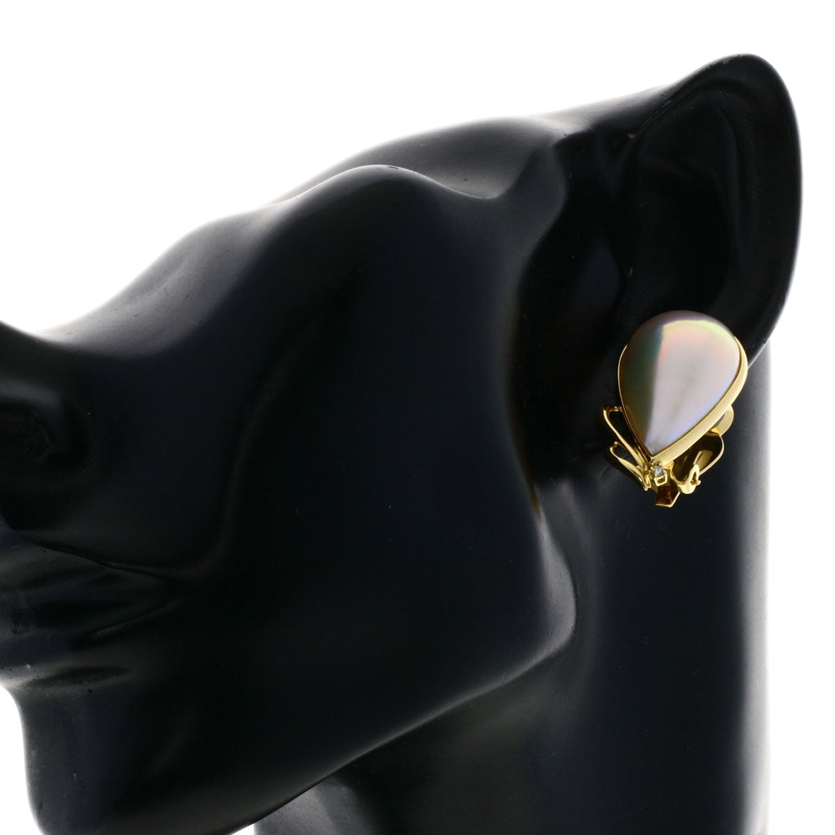 Tasaki Earring 18K Yellow Gold Gold Mabe Pearl Diamond
