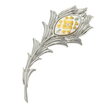 Mikimoto Brooch K18Wg Silver Pikwe Feather