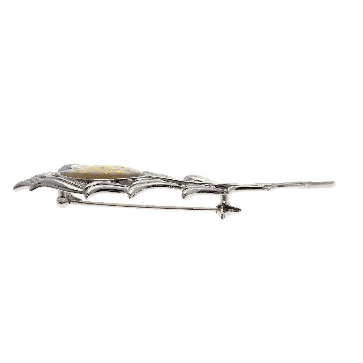 Mikimoto Brooch K18Wg Silver Pikwe Feather