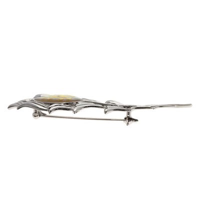 Mikimoto Brooch K18Wg Silver Pikwe Feather