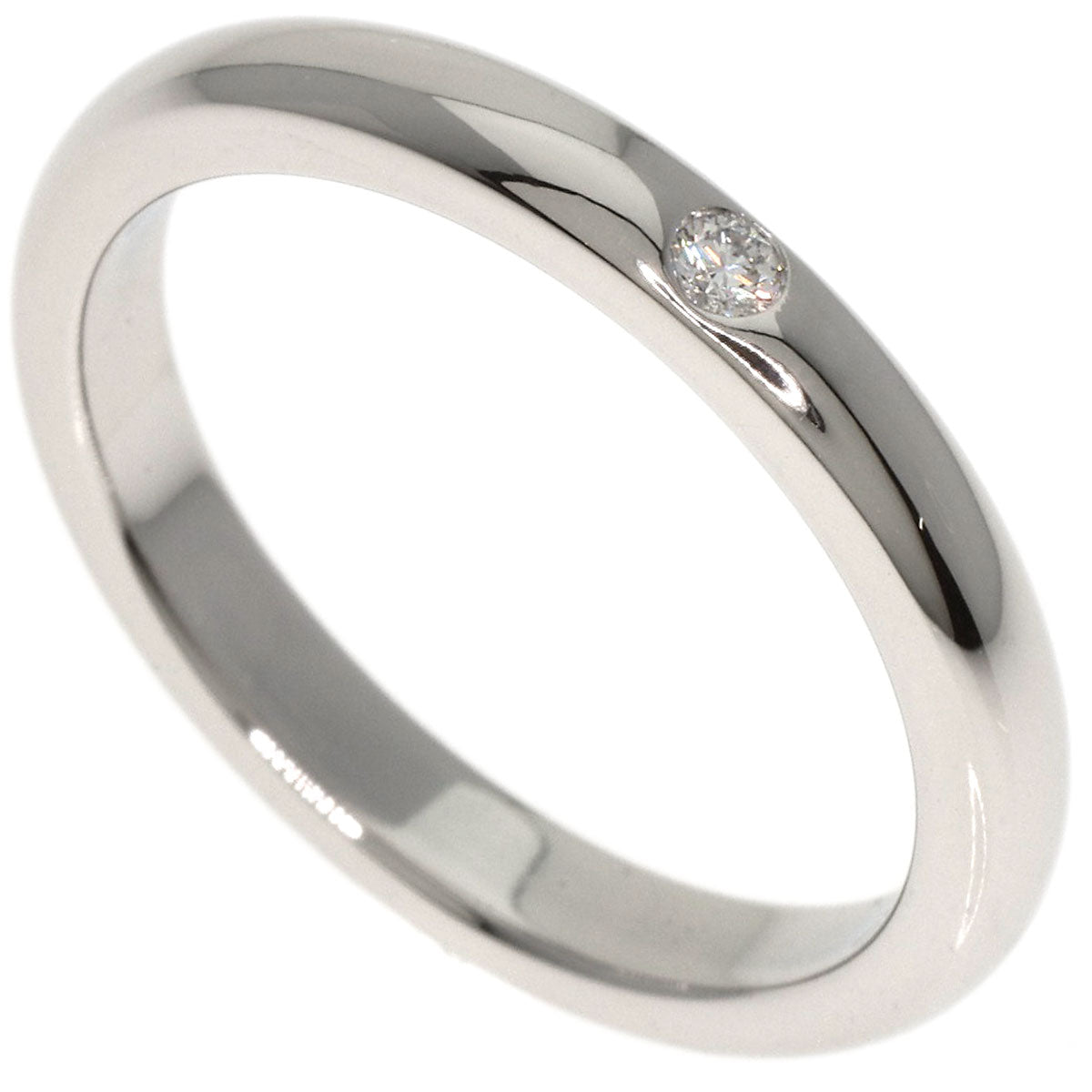 Tiffany&Co. Ring Pt950 Silver Stacking Band 1P Diamond Women